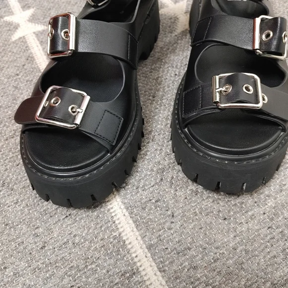 Koi Black Chunky Sandals - Picture 5 of 10